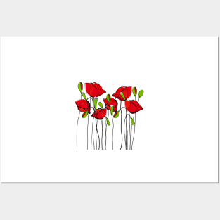 Whimsical Red Poppies Posters and Art